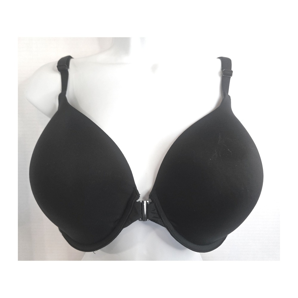Victoria's Secret Black Lace Back Front Close Lightly Lined T-Shirt Bra 38DD
